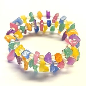 Rainbow Memory Wire Bracelet